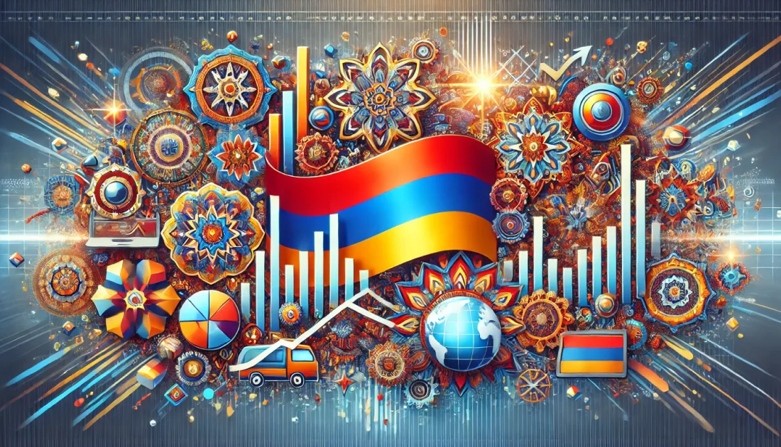 A vibrant image representing the evolution of marketing in Armenia, highlighting digital innovation and traditional marketing methods.